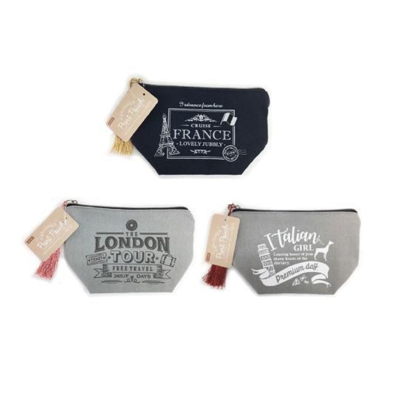 Printed Pouch with Gusset and Tassel for Travel