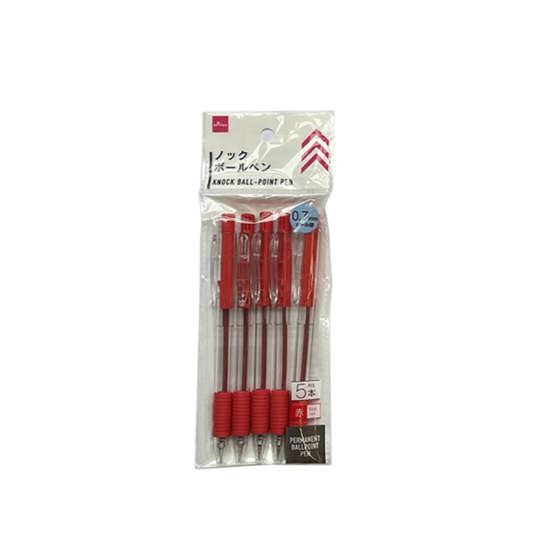 Knock Ball Point Pen 5 Motoiri Red Ink 0.7mm