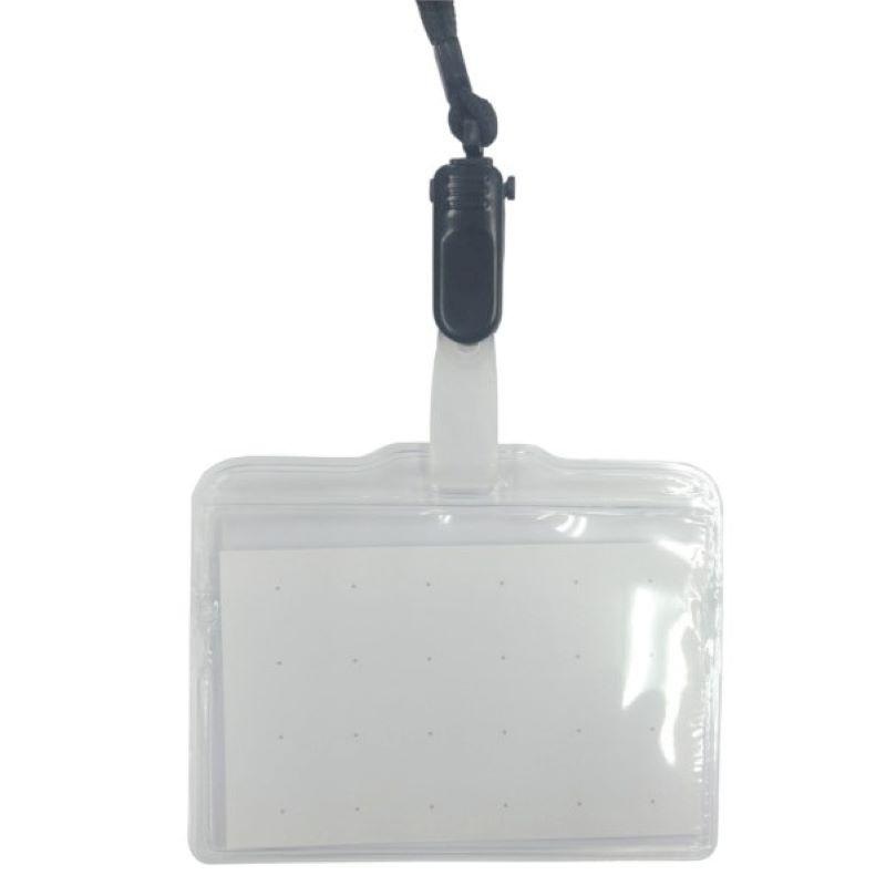 Soft Name Tag Business Card Size Hanging Black Strap