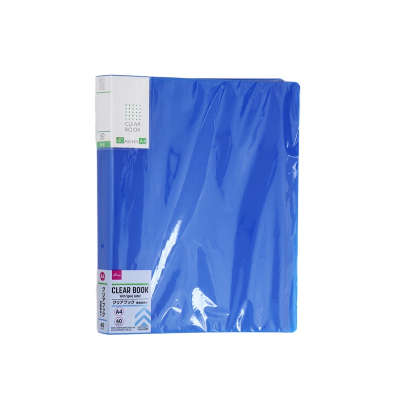 Clear Book A4 with Spine Label Blue