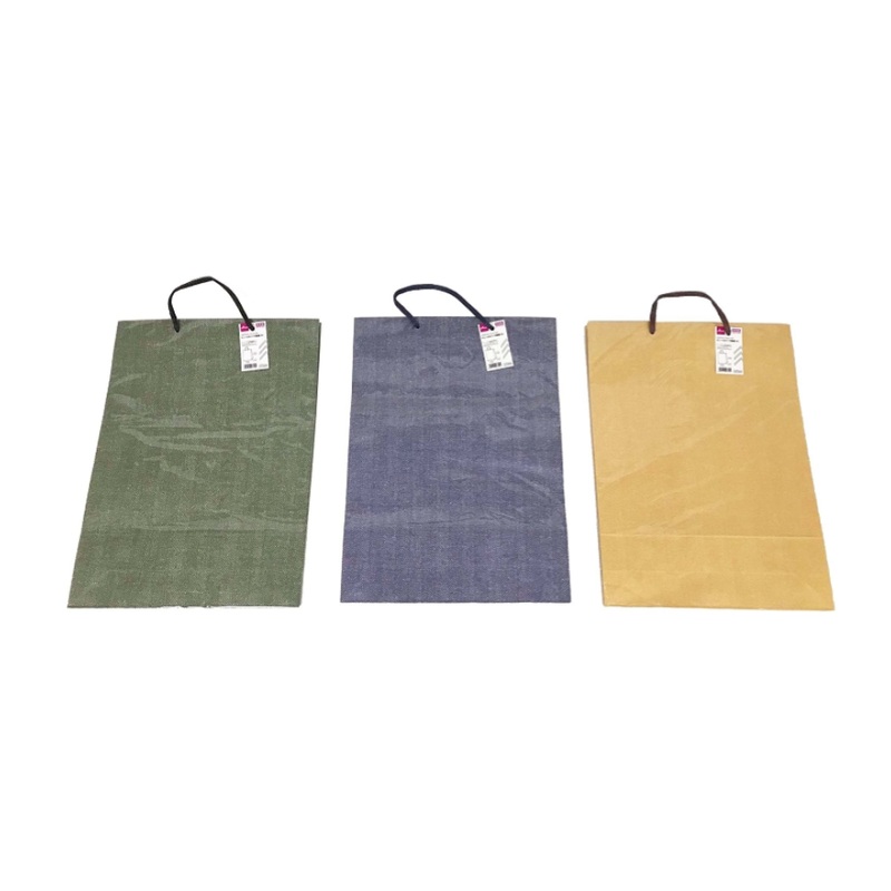 Paper Bag with a Plastic Cover Indigo Stripe Pattern L