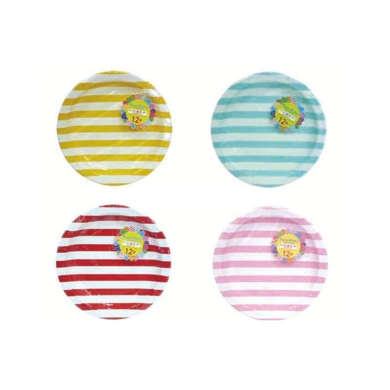 Paper Plates with Stripes 18cm