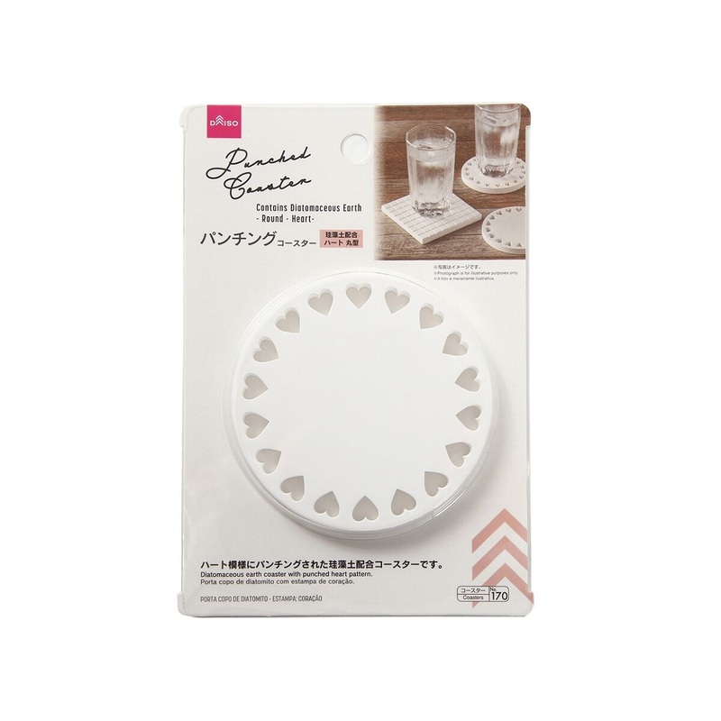Perforated Diatomaceous Earth Coaster Round with Hearts