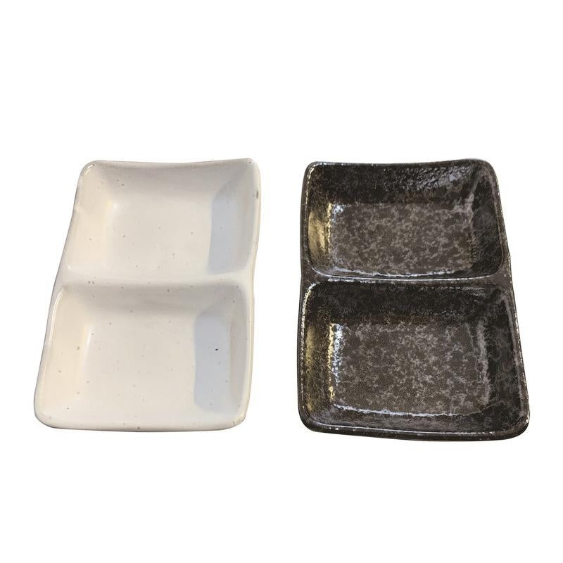 Two Grid Dish White/Black 12.2cm x 8.4cm x 2.4cm
