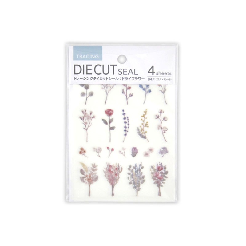 Tracing Die Cut Sticker - Dried Flowers  - 84 Pcs. -