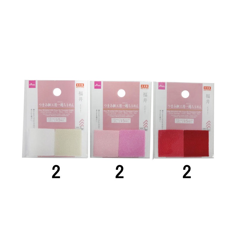 Fine Wrinkled Silk Crepe for Tsumami Crafts -3.5cm Openings - 1.37in - White - Pink - Red-