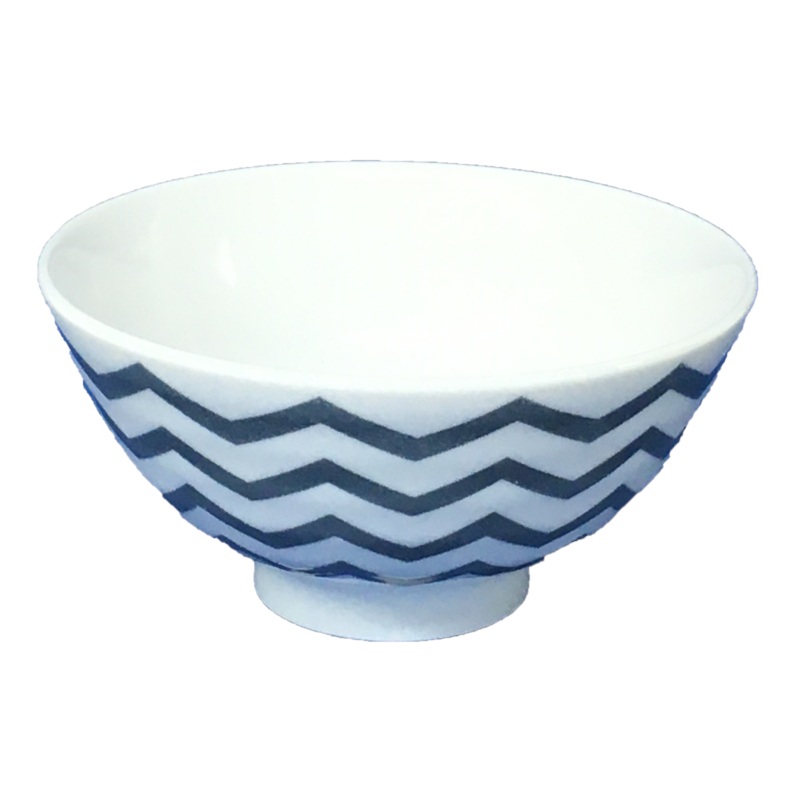 Round Rice Bowl Zigzag Gray 11.4X11.4X5.7Cm