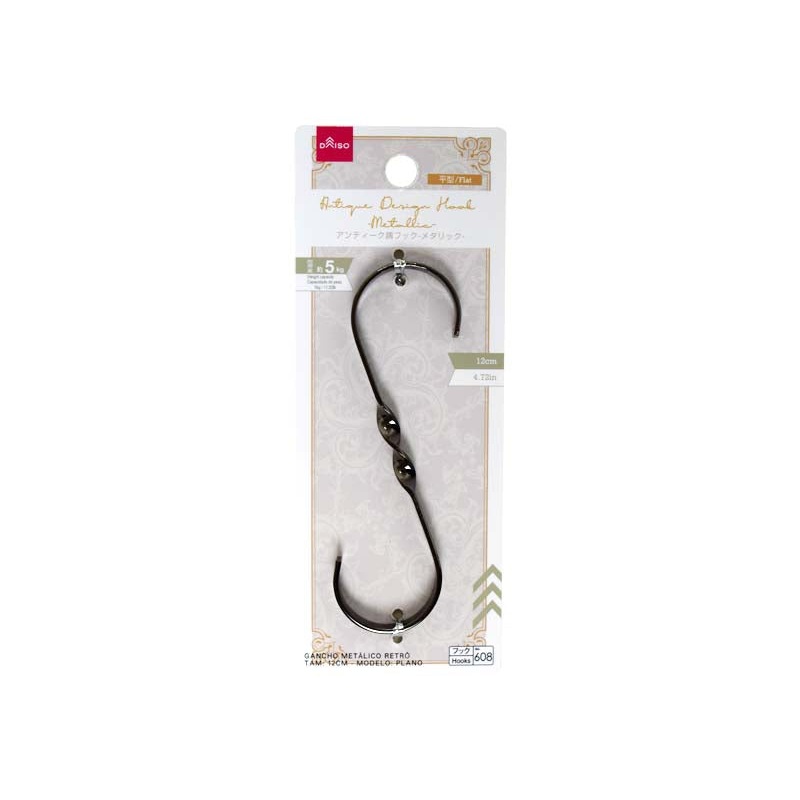 Antique Design Hook Flat Metallic 12cm