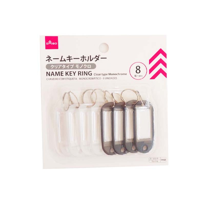 Name key ring - Clear type - Monochrome - 8pcs -