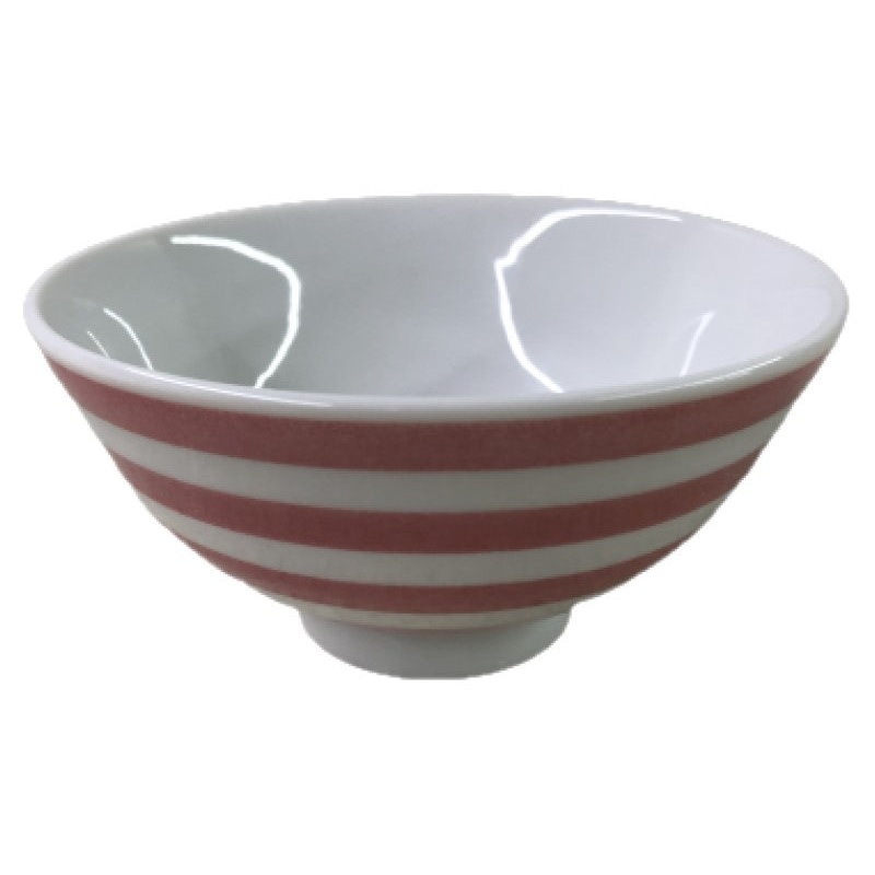 Round rice bowl striped pink 11.4x11.4x5.7cm