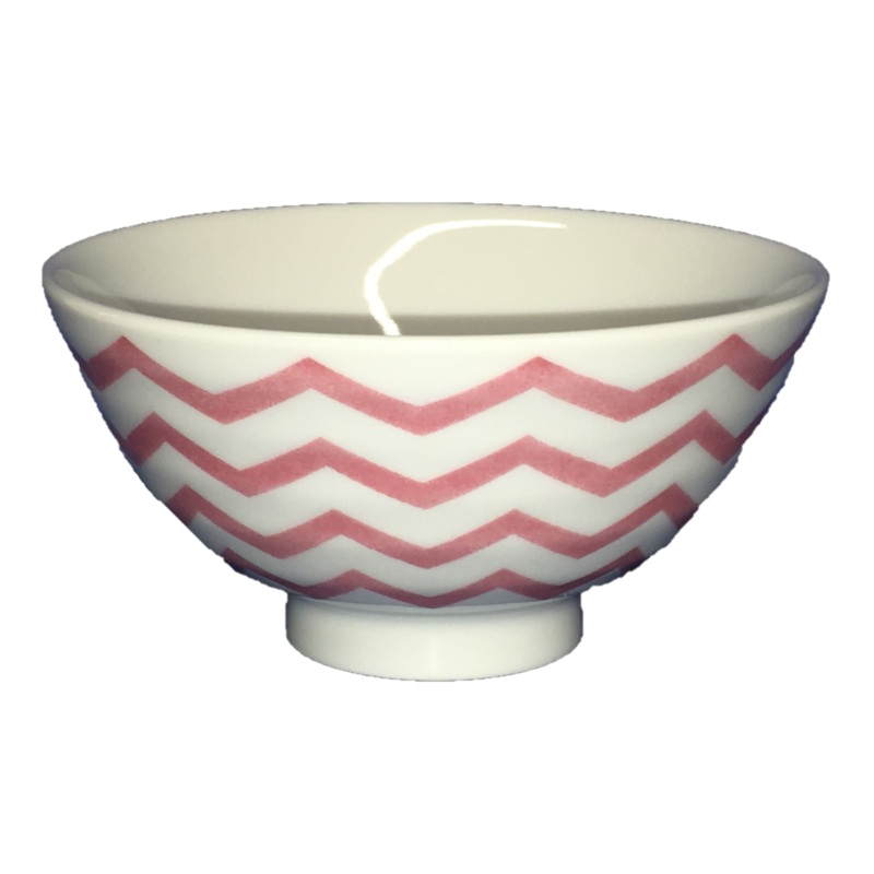 Round rice bowl zigzag pink 11.4x11.4x5.7cm