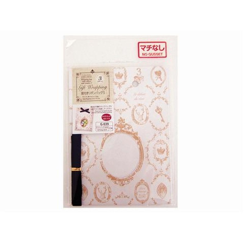 Wrapping Bag With Ribbon And Window S Approx.6.5 X 4.7In 3Pieces Antique