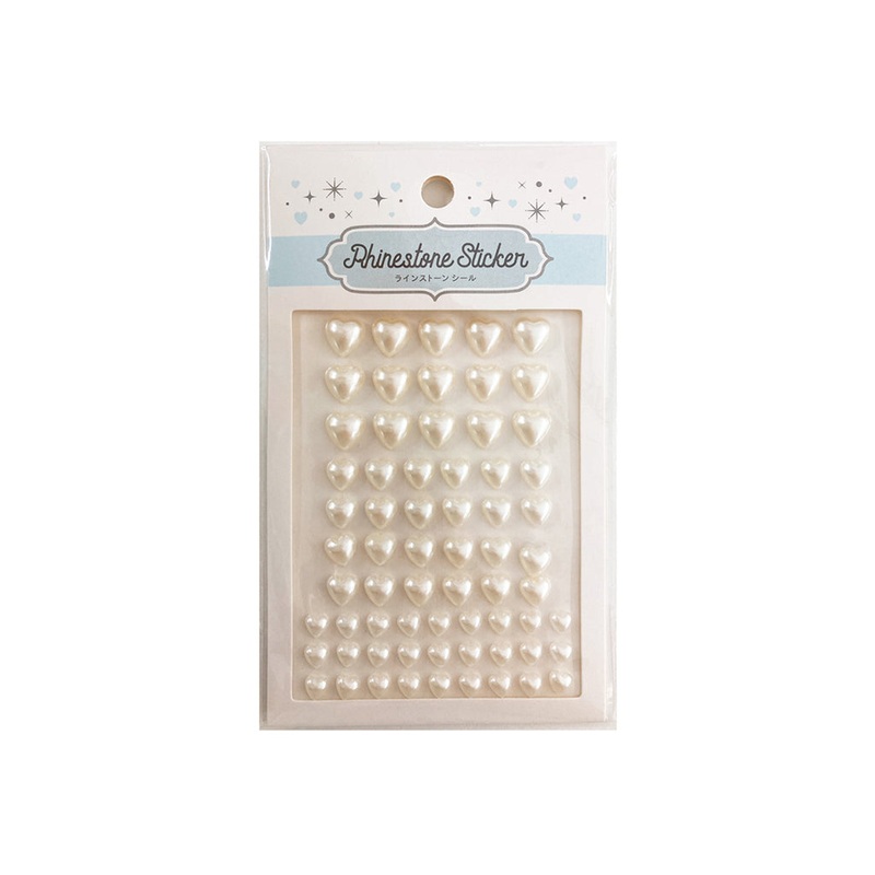Rhinestone Sticker Heart Pearl White LSS-119