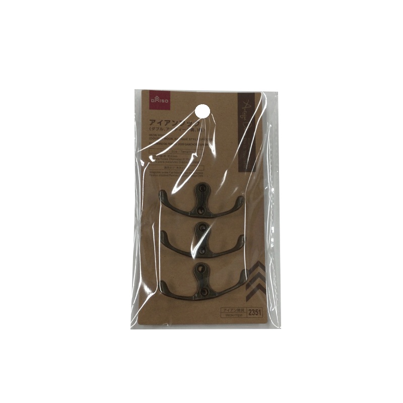 Iron Hook Double Hook Antique Style 3Pieces