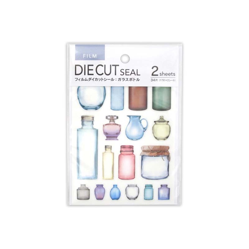 Film die-cut sticker - Glass bottle -  34 pieces -