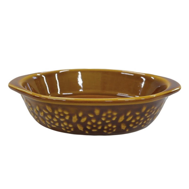 Flower Relief Oval Bakeware Brown