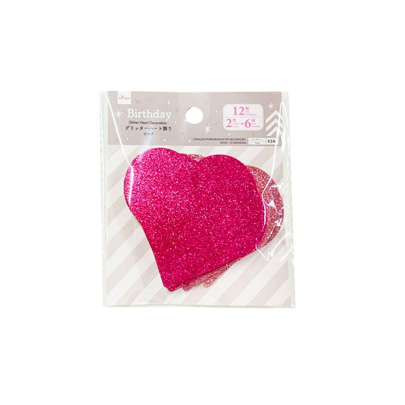 Glitter Heart Decoration Pink