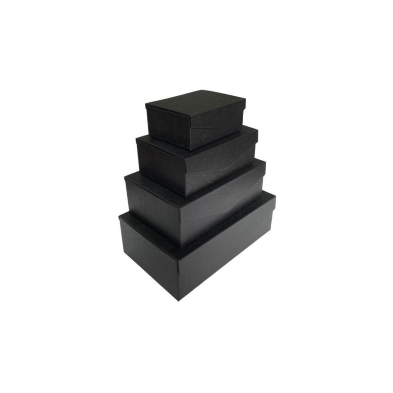 Paper Box with Lid 4 Sizes Rectangular Black