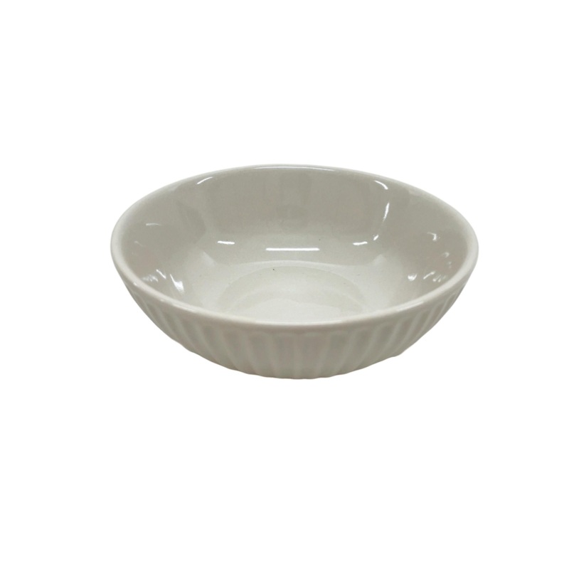 Shallow Bowl Stripe Emboss Beige 12.5cm