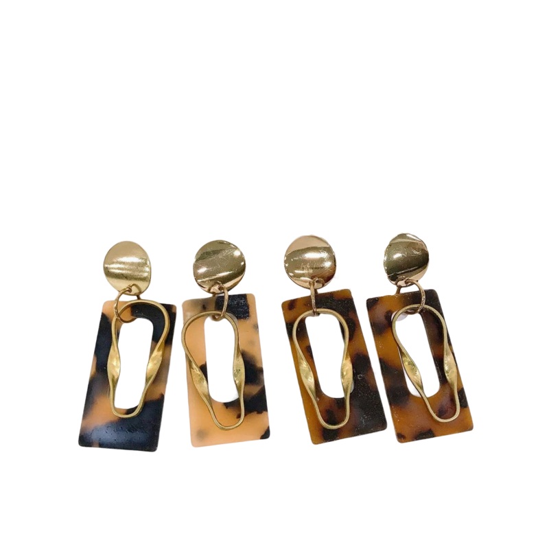 Acrylic Pierced Earrings Tortoise Retro Style