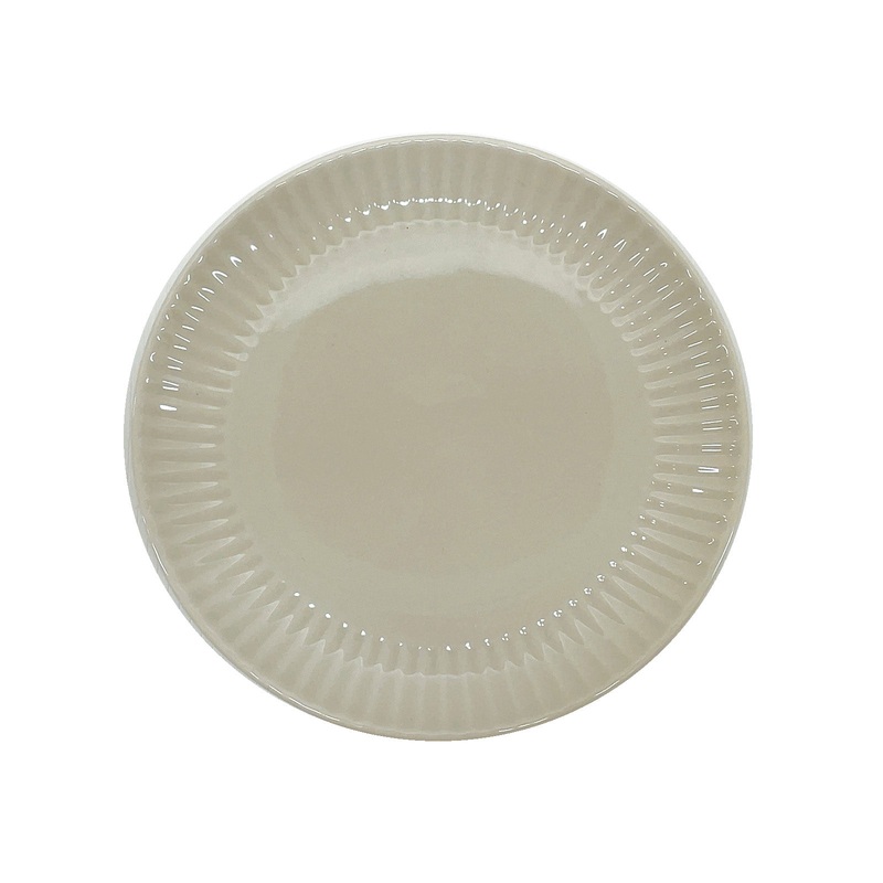 Plate Stripe Emboss Beige 18cm
