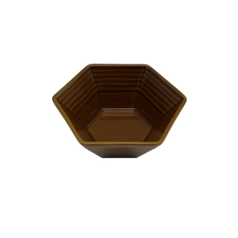 Bowl Hexagon Brown 4.52in