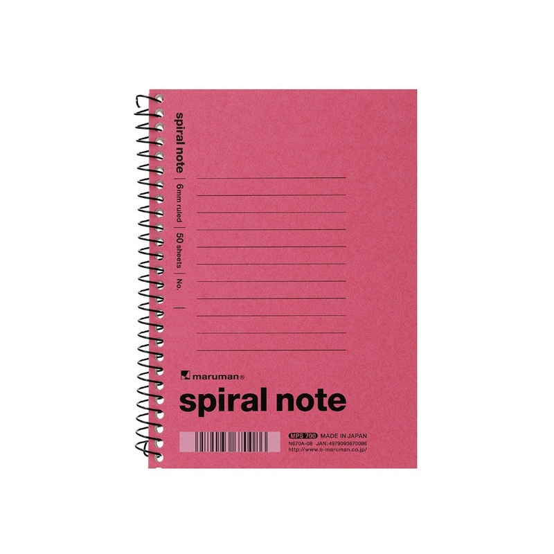 A6 Spiral Note 6mm Ruled Pink