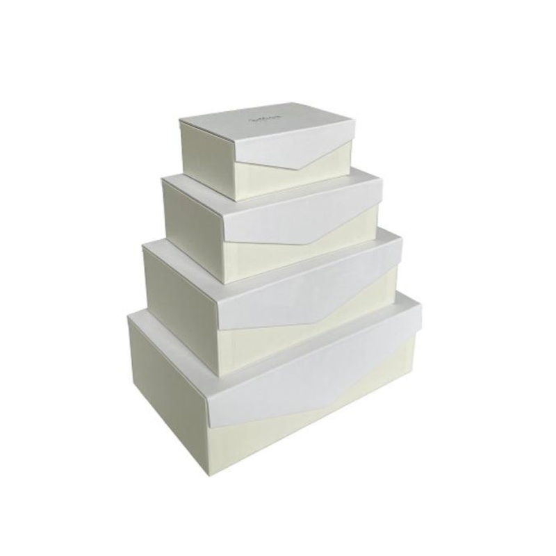 Paper Box with Lid Four Sizes Rectangular White/Cream