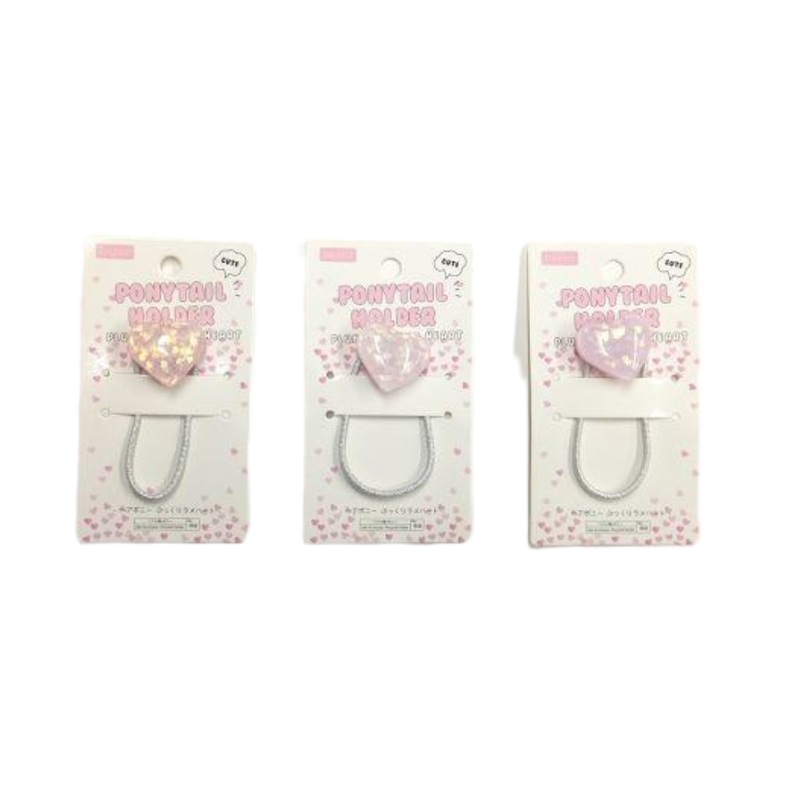 Ponytail Holder Plump Glitter Heart