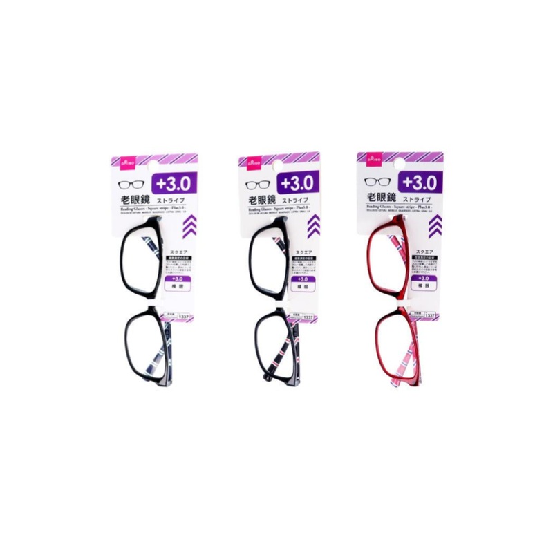 Reading Glasses Square Stripe Plus 3.0