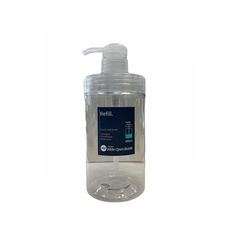 1DP Wide Mouthed Pump Bottle 600ml Round Clear