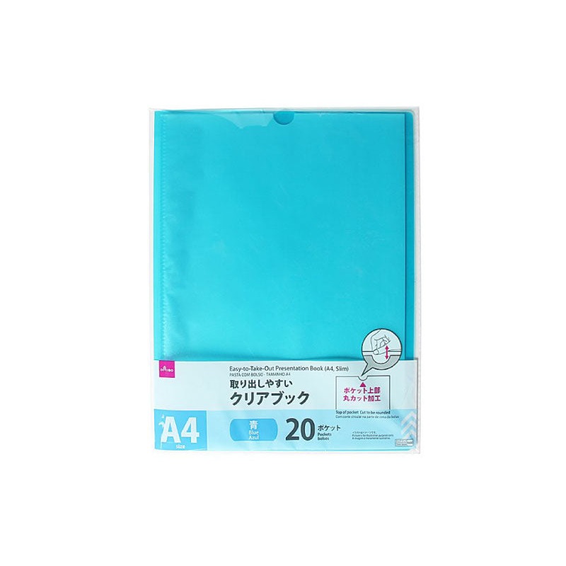 Easy-to-Take-Out Presentation Book A4 Slim Transparent Blue