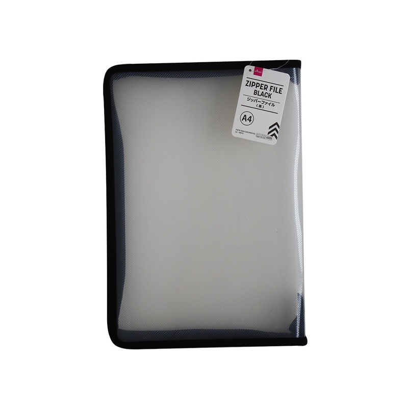 A4 Zipper File Black