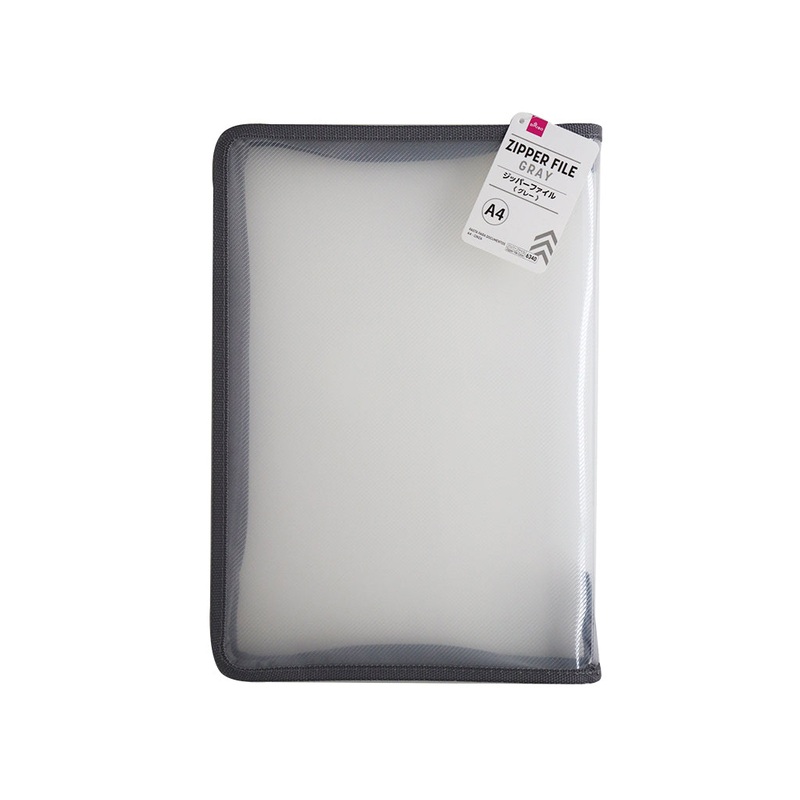A4 Zipper File Grey