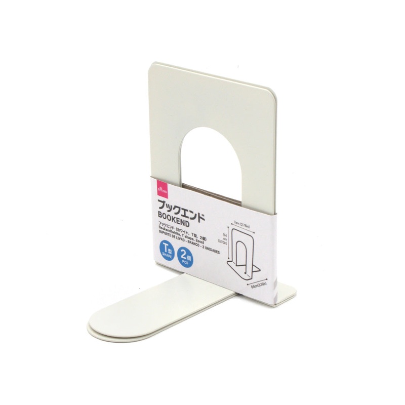 Bookend White T Shape 2pcs