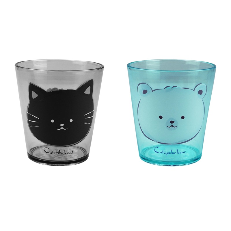 Plastic Cup Animal Polar Bear/Black Cat