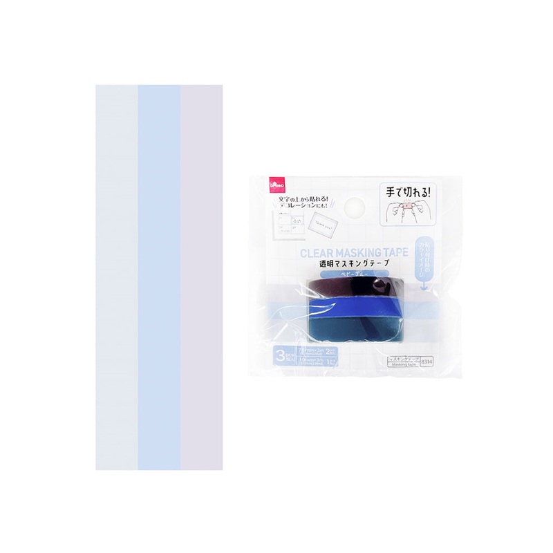 Clear Masking Tape Narrow Width Baby Blue