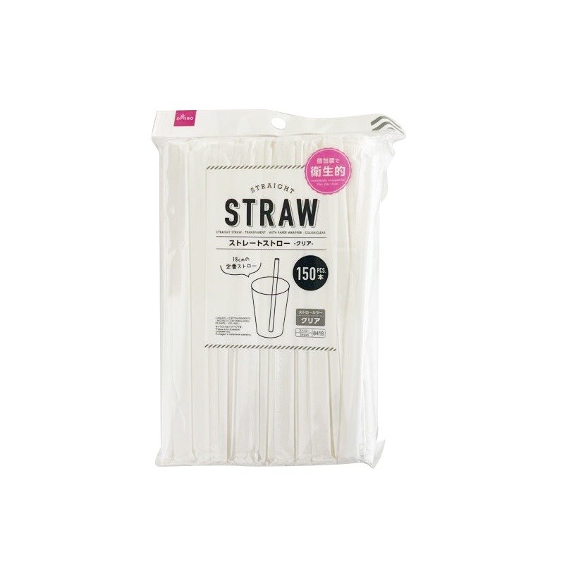 Straight Straw with Paper Wrapper Transparent