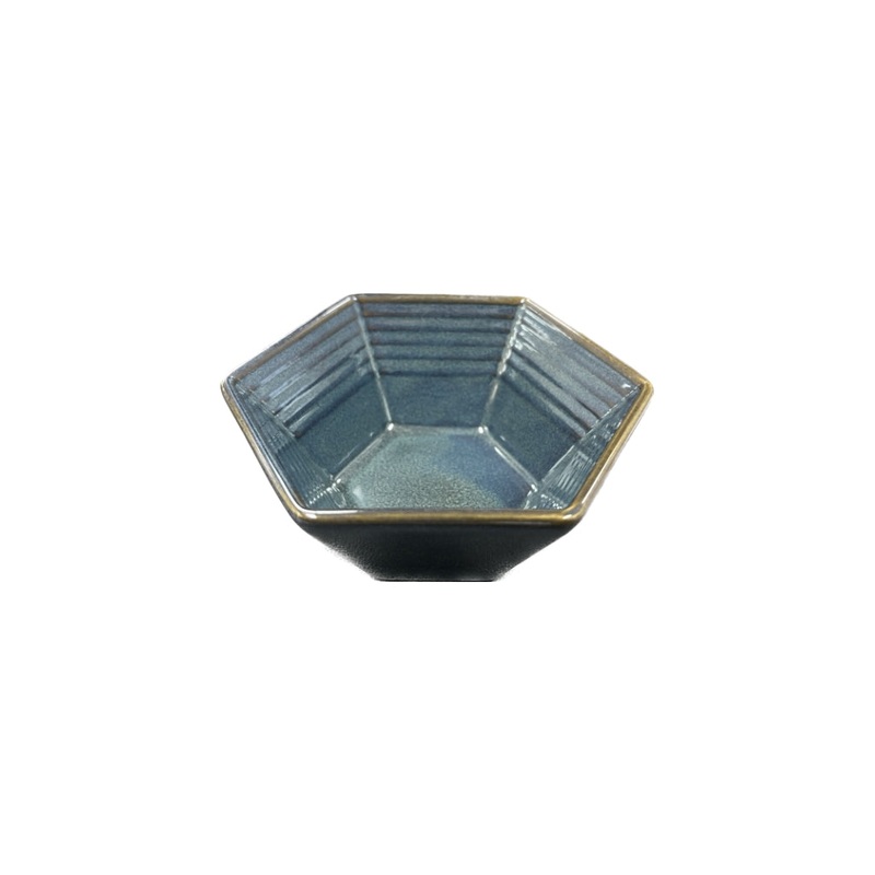 Bowl Hexagon Blue 4.25in