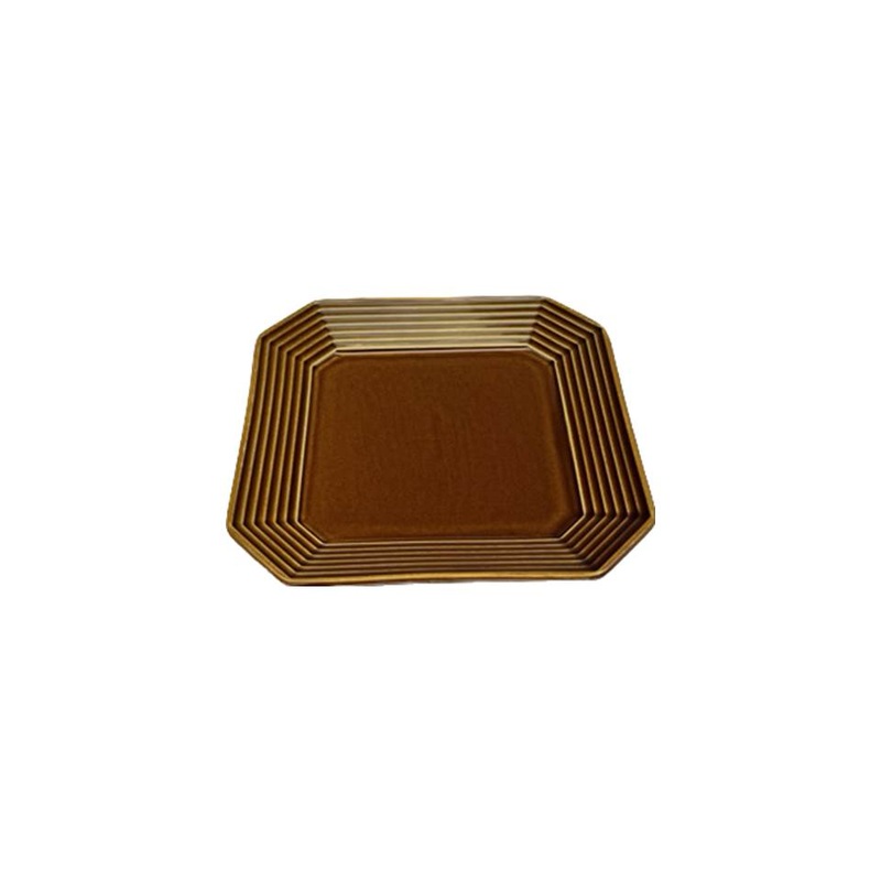 Plate Octagon 5.90in Brown