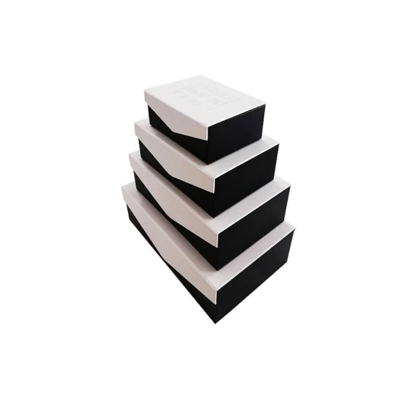 Paper Box with Lid Assorted Sizes Rectangular White/Black