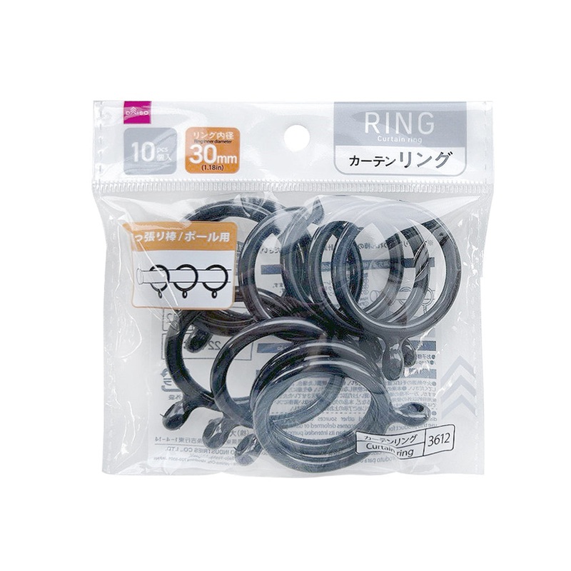 Curtain Ring Black for Pole 30mm