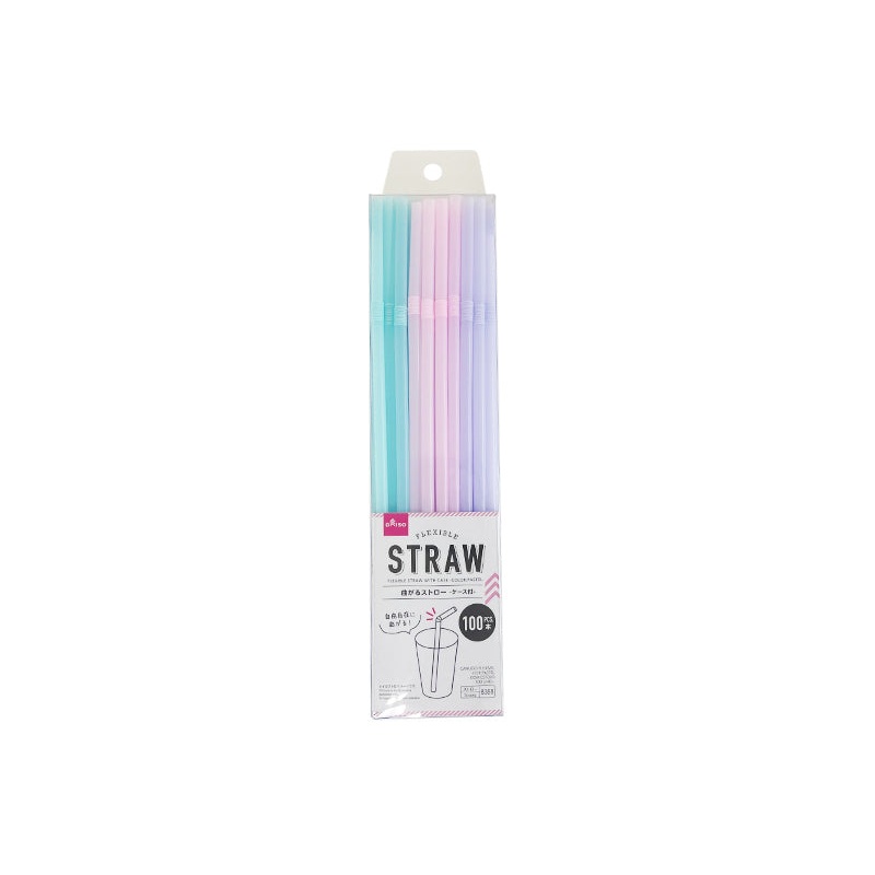Flexible Straw with Case Pastel 100pcs