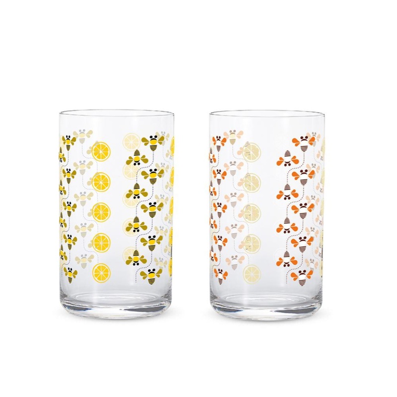 Oldie Glass Tumbler Honey Bee Yellow Orange 420ml