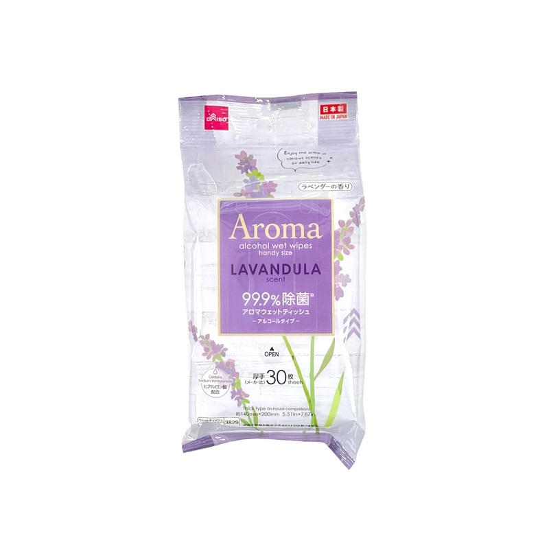 Aroma Alcohol Wet Wipes Handy Size Lavandula Scent