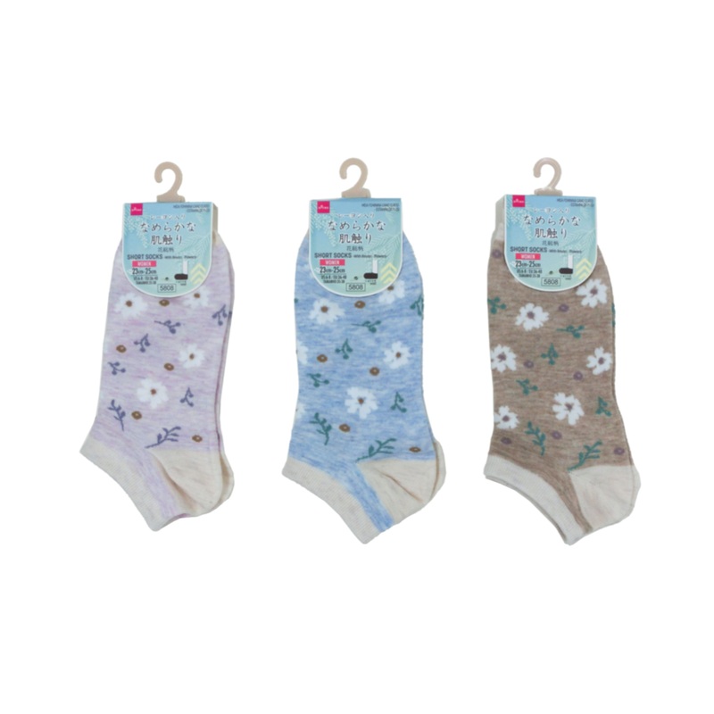 Short Socks with Rayon Flowers