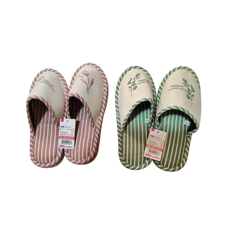 Outer Seam Slippers Flower Leaf Striped EU 35-38