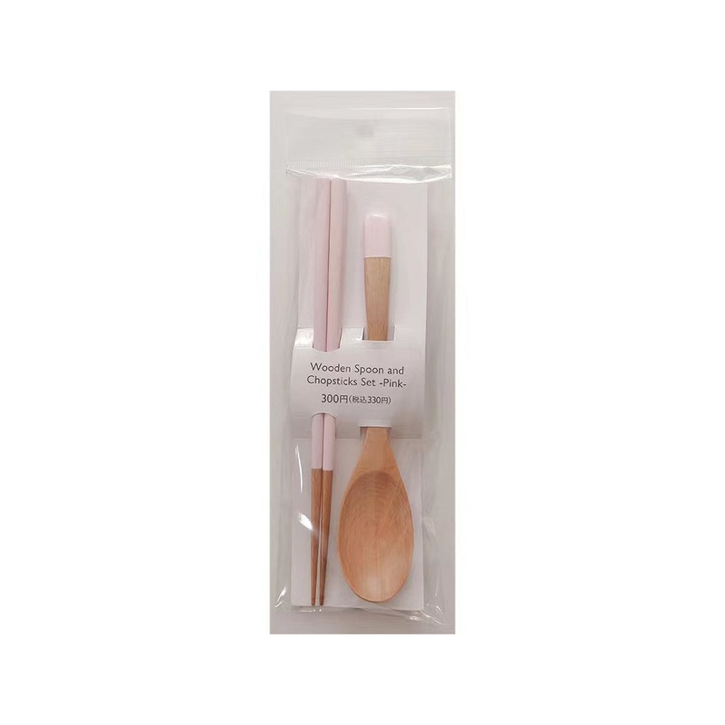 Wooden Spoon and Chopsticks Set Pink