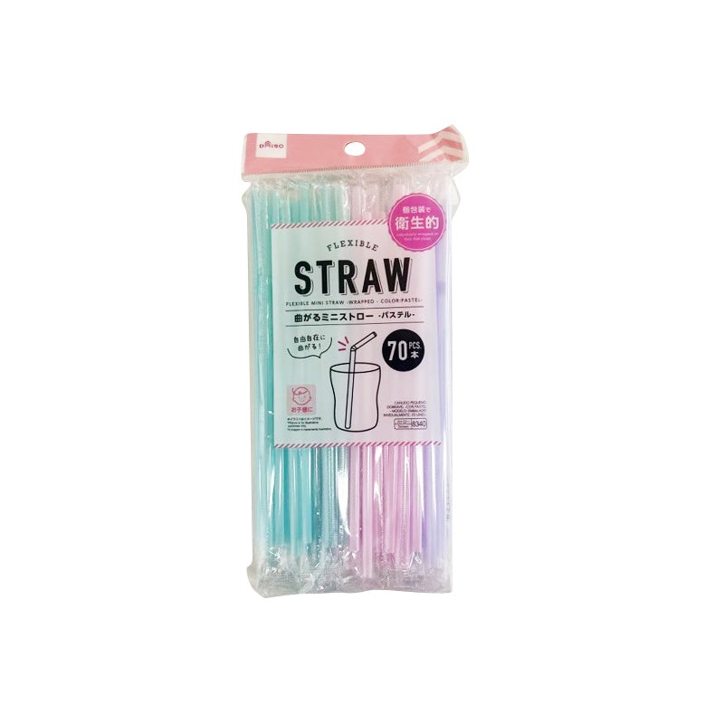 Flexible Mini Straw Wrapped Pastel 70pcs