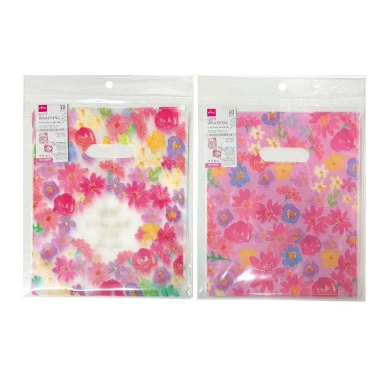 Frost Plastic Handle Bag Flower 9.05in x 7.48in